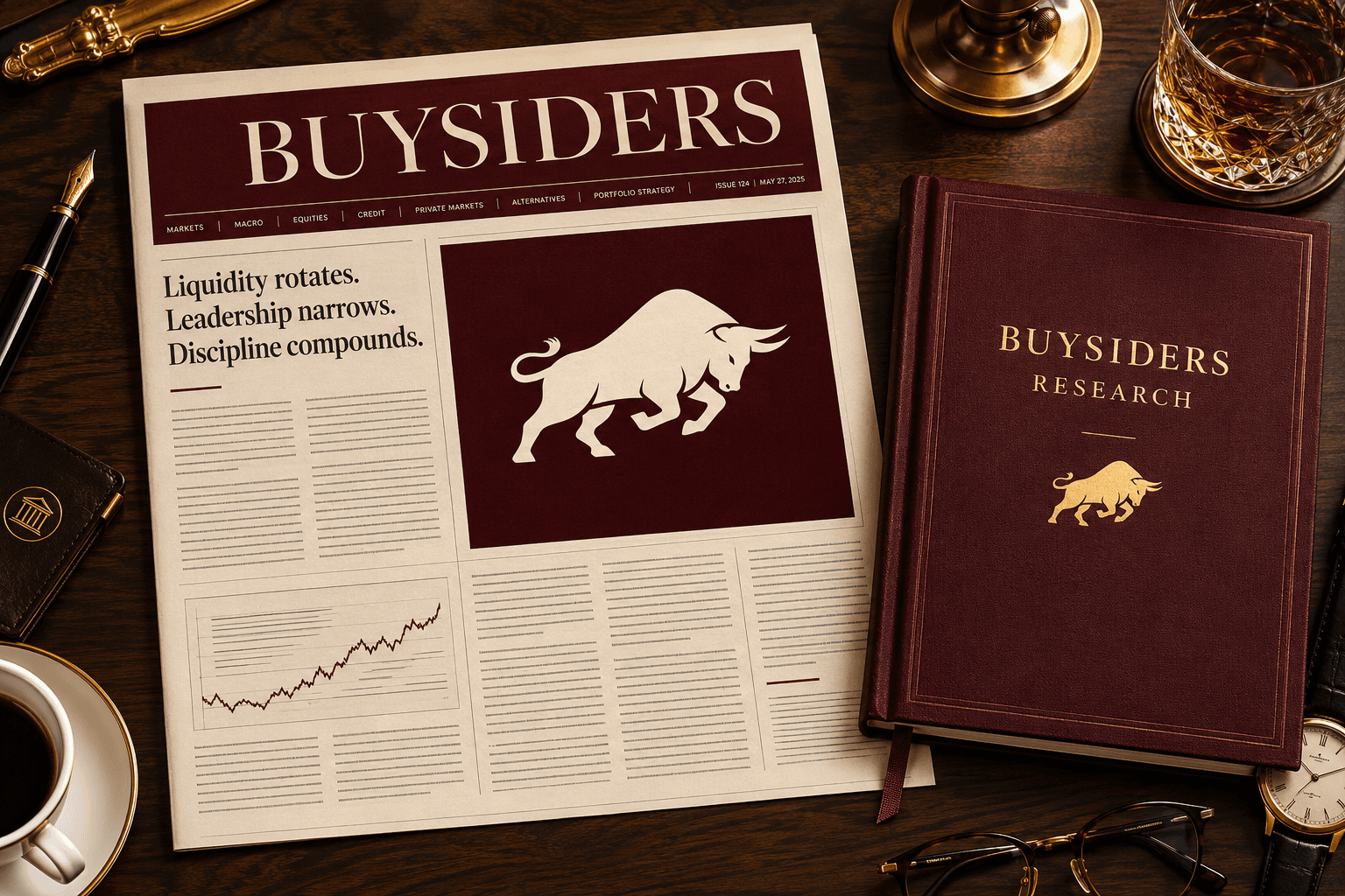 The Buysiders paper and research annual on a desk